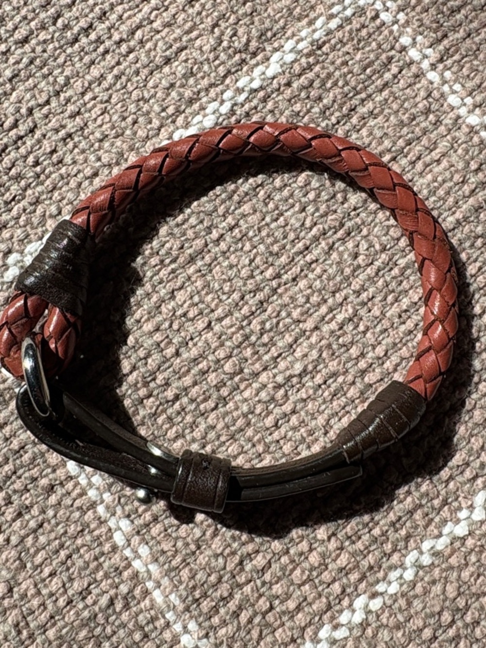 Coach Braided Leather Bracelet in Chestnut and Dark Brown
